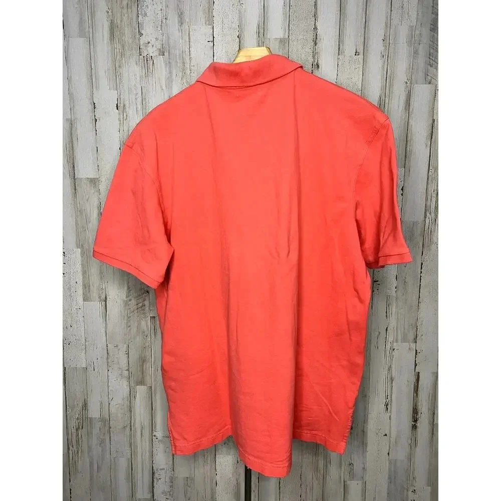 Fish Hippie Men's Polo Shirt Coral Size Large‎ Embroidered Logo Classic Collar